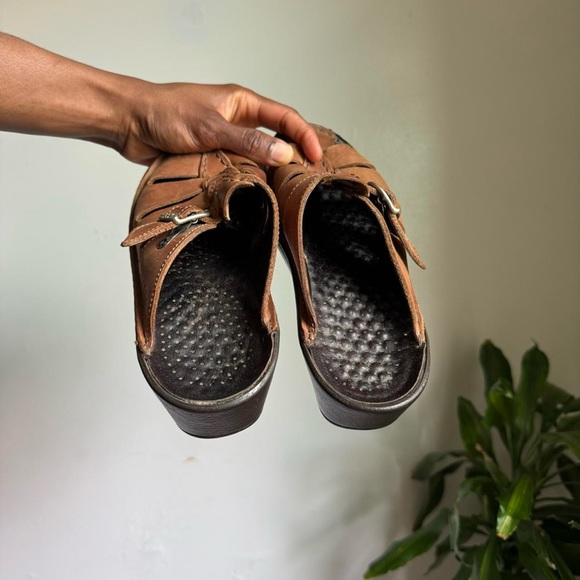 Tan Brown Leather Mule Clog Sandals 7 - Picture 5 of 8